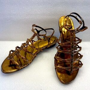 Stuart Weitzman Gold Strappy Sandals